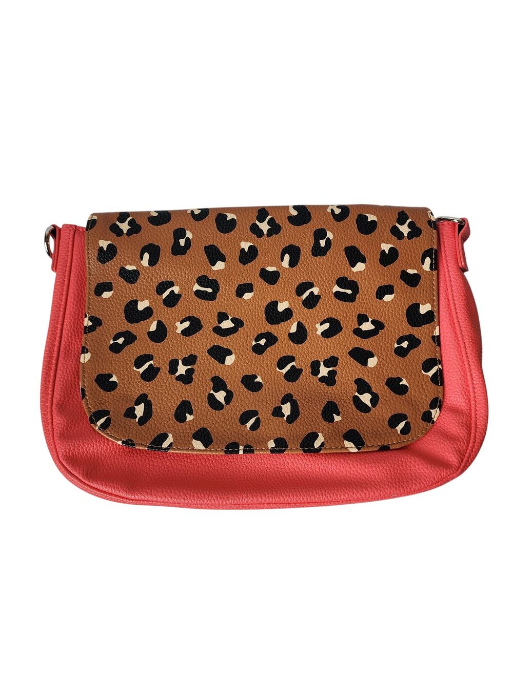 Thirty One Studio Shoulder Bag Coral Interchangeable Flap Leopard Missing Strap